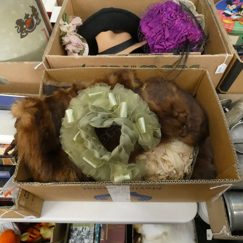 BOX LOT ASST. FURS, 60S HATS  Image 1++