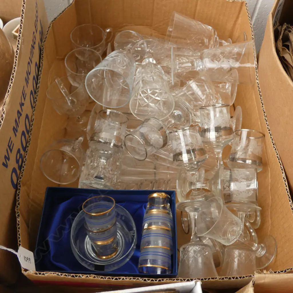 BOX LOT ASST. GLASSWARE  Image 1++