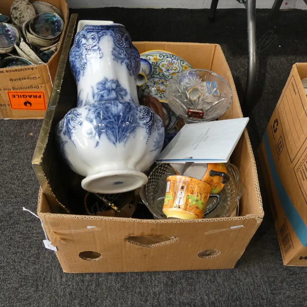 BOX LOT GLASS & CERAMICS; VICT JUG ETC Image 1++