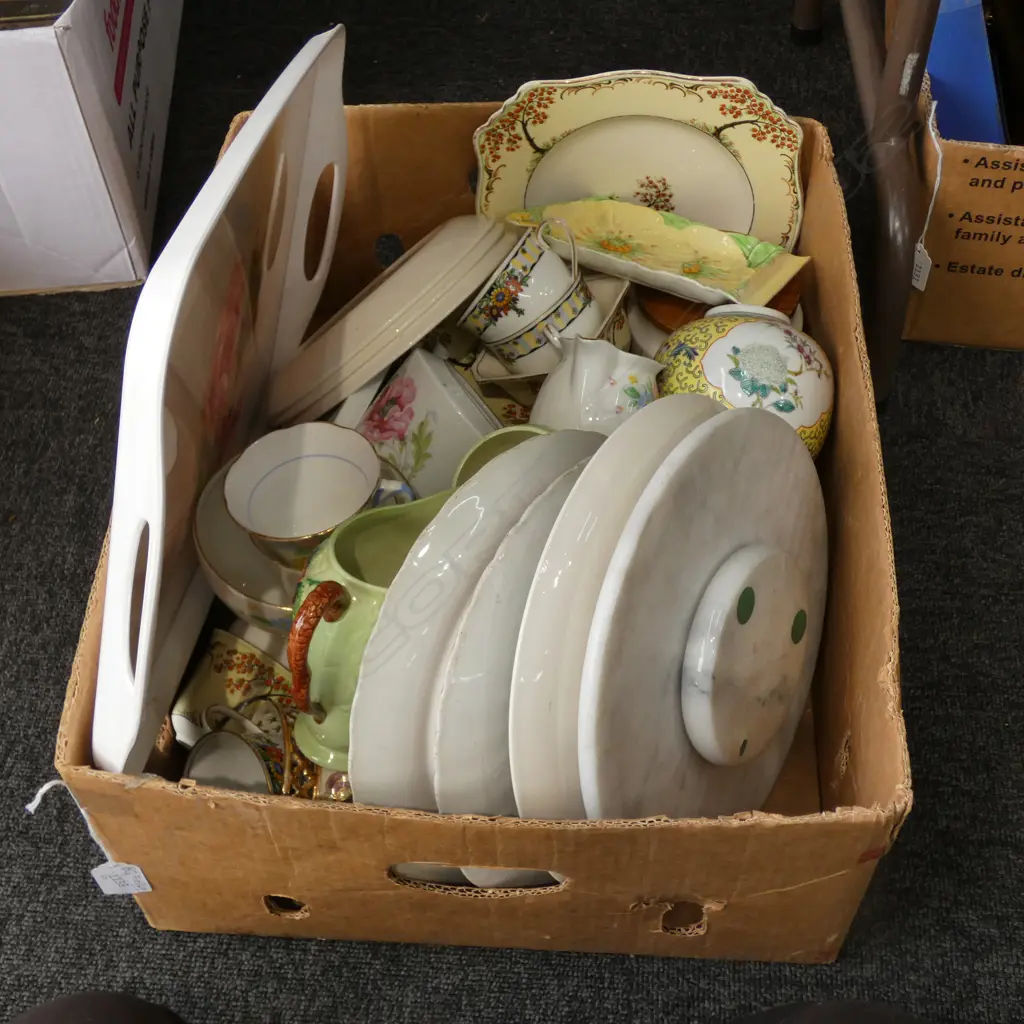 BOX LOT ASST. CHINA, 10 PCE GRAFTON TEA SET ETC Image 1++