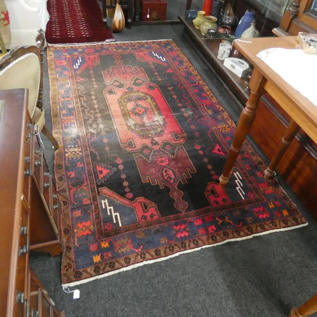 ALL WOOL HANDWOVEN RUG AF PILE WORN IN PARTS 2520 X 1360MM Image 1++