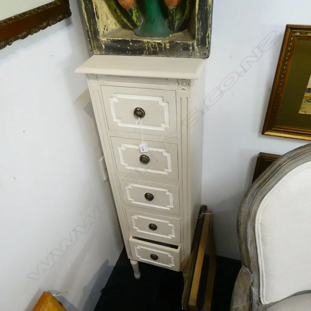 HAMPTON STYLE GREY TALL BOY NARROW UNIT, 350 X 260 X 1120MM Image 1++