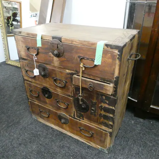 ANTIQUE JAPANESE TANSU CHEST H. 590MM