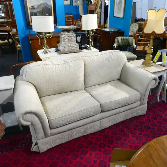 TWO SEATER SOFA WITH LOOSE CUSHIONS (some marks)