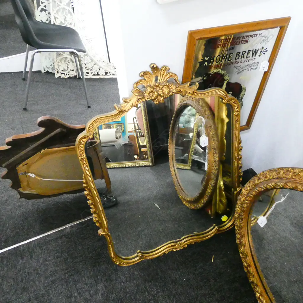 METAL GILT FRAMED MIRROR H. 725MM W. 565MM Image 1++