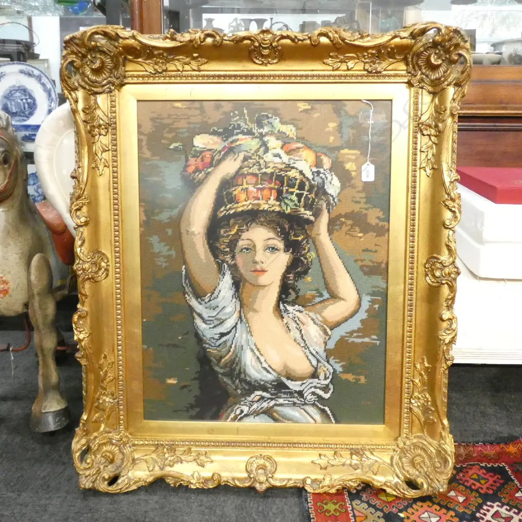 GILT FRAMED TAPESTRY OF CARMEN MIRANDA Image 1++