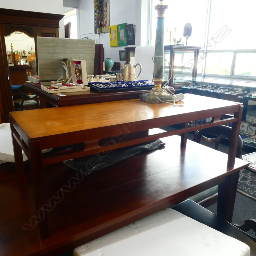 MAHOGANY MID CENTURY COFFEE TABLE W. 450 D. 1210 H. 405MM Image 1++