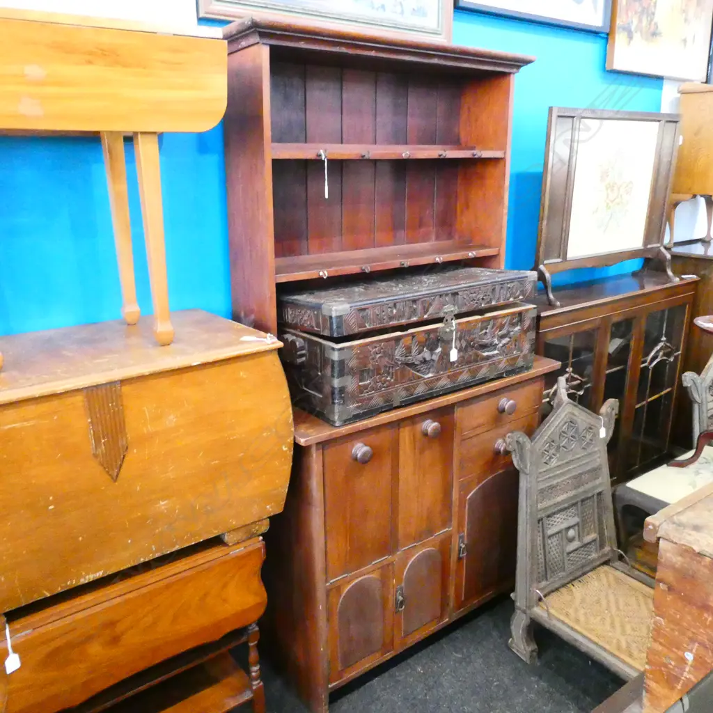 ANTIQUE KAURI HUTCH DRESSER C. 1870 Image 1++