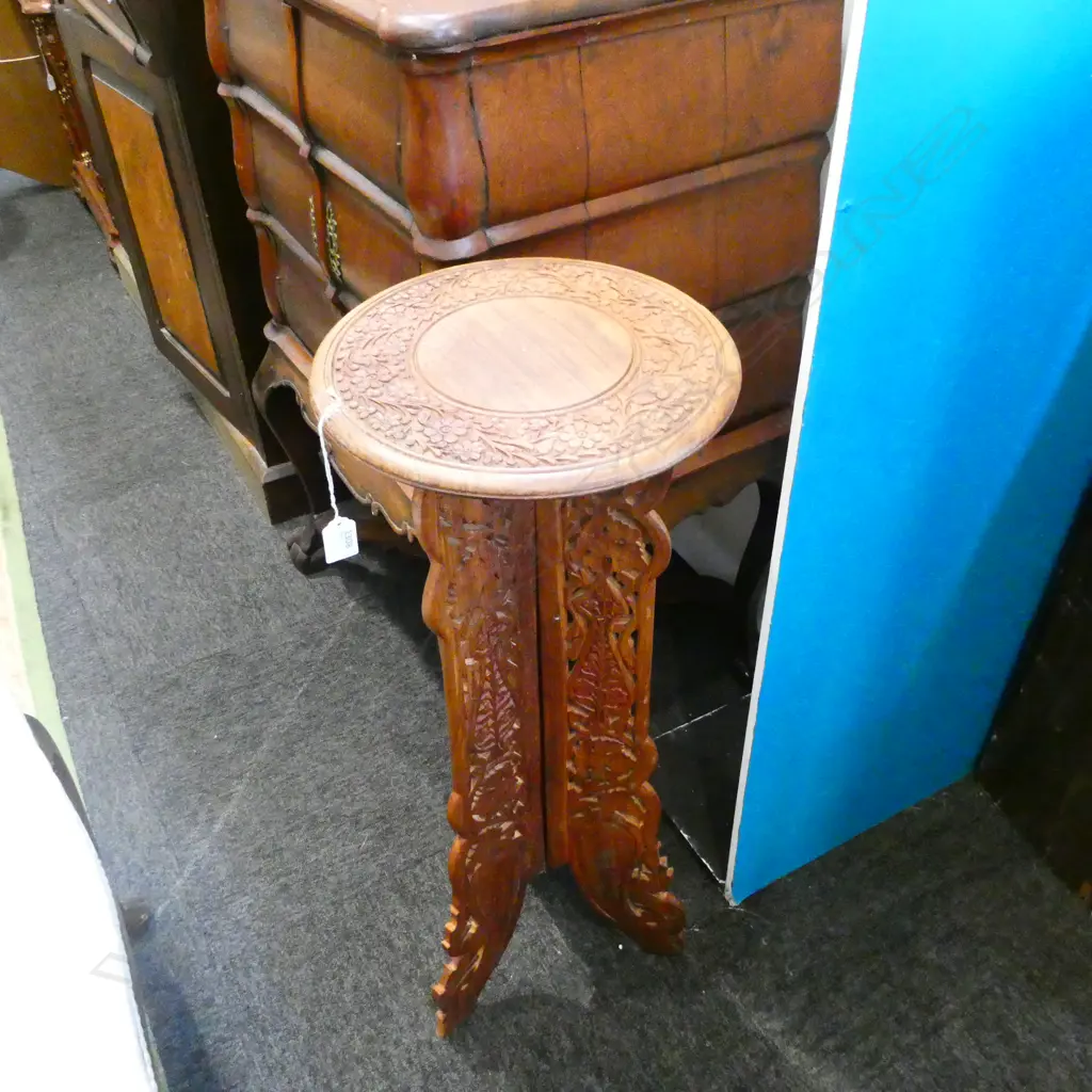 CARVED WOODEN INDONESIAN SIDE TABLE H. 790MM Image 1++