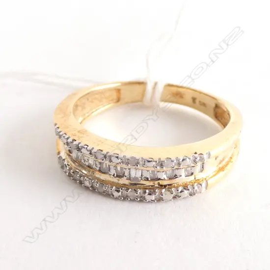 SILVER GILT AND LOW GRADE DIAMOND RING