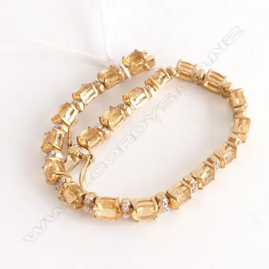 18CT GOLD PLATED AND CITRINE TENNIS BRACELET
