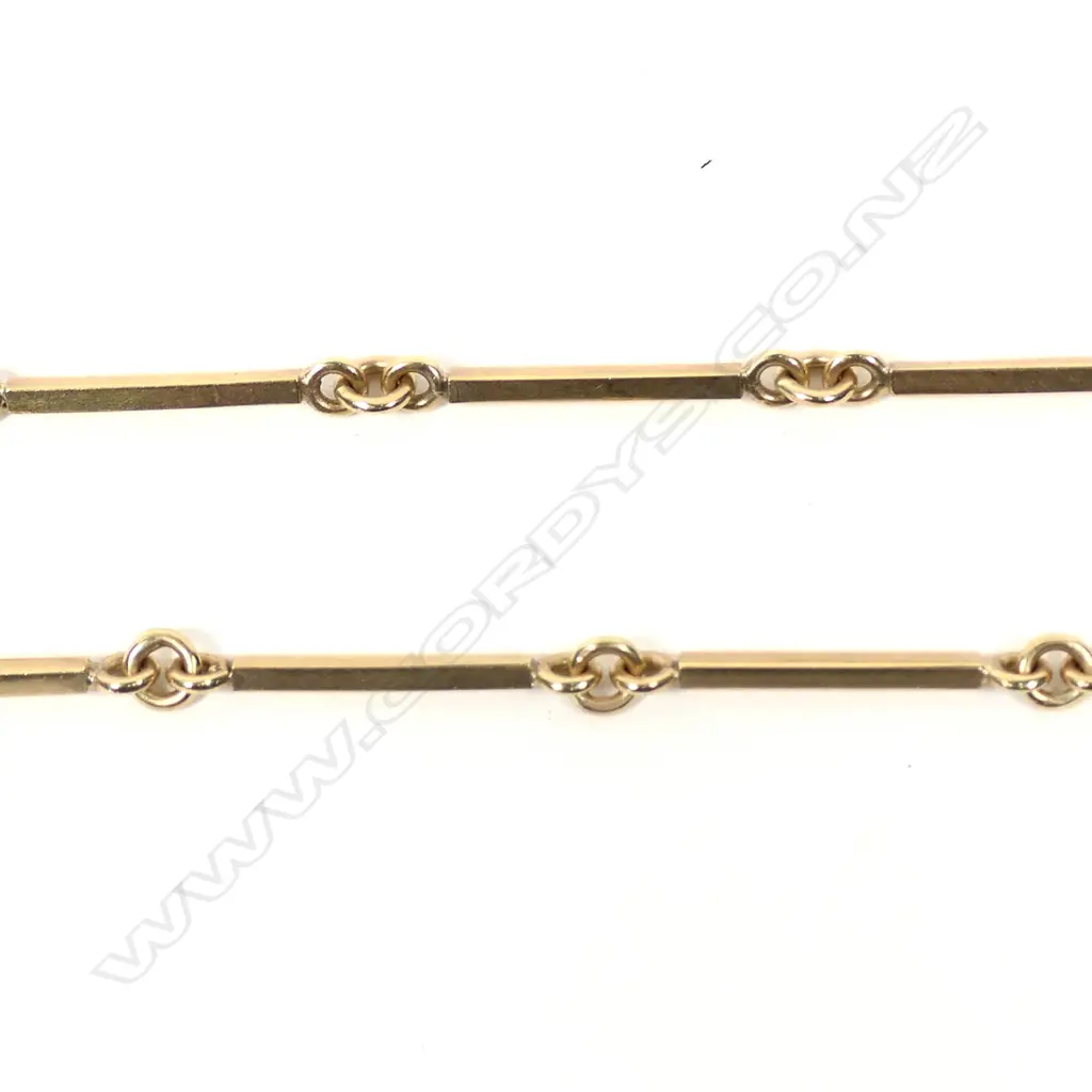 UNMARKED 9ct GOLD BAR LINK CHAIN NECKLACE, ATTRIB TO KOBI BOSSHARD. 12.8gm Image 1++