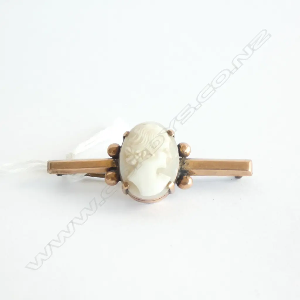 9ct Gold and Cameo Brooch Image 1++