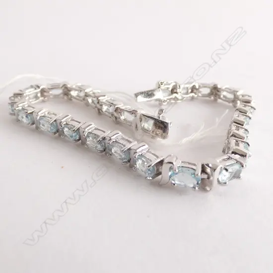 SILVER AND GOLD PLATED AQUAMARINE BRACELET (LOW GRADE AQUAMARINES)