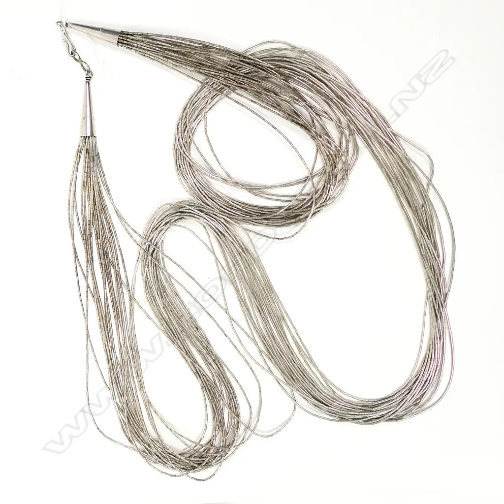 SILVER MULTI STRAND NECKLACE.  Image 1++