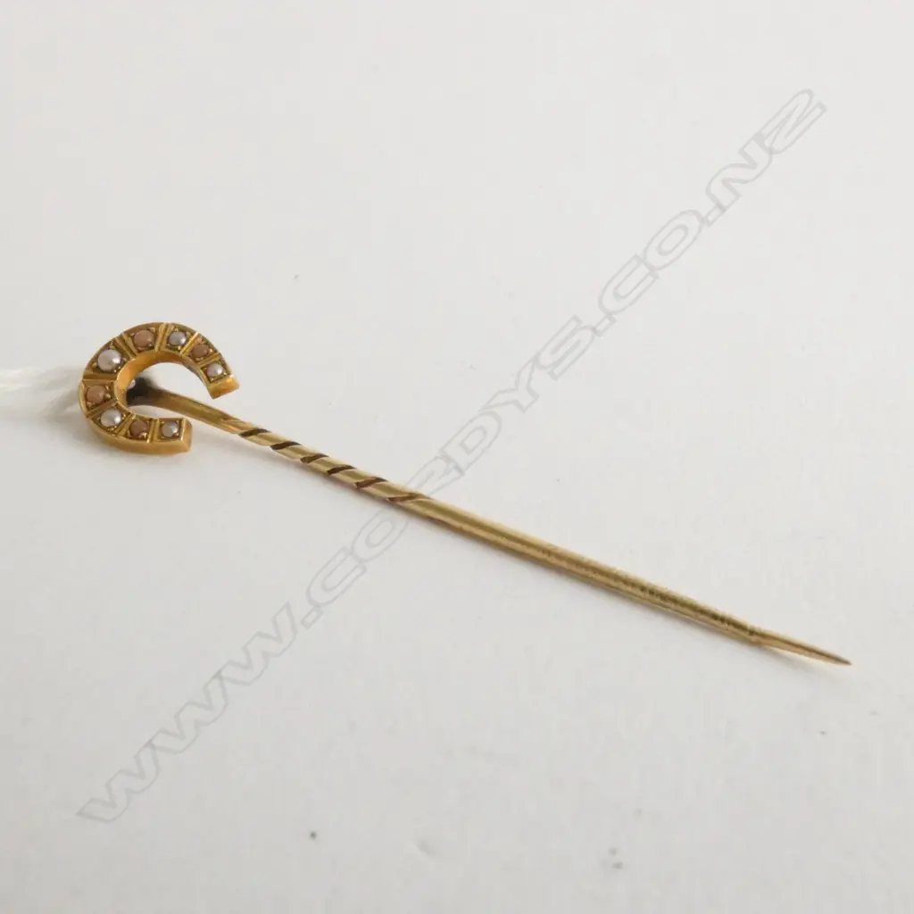 PIN, NOT STAMPED BUT TESTS AS ct GOLD, WITH SEED PEARLS, c.1910 Image 1++