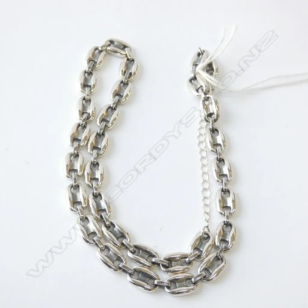 SILVER COFFEE BEAN CHAIN NECKLACE 37gms Image 1++