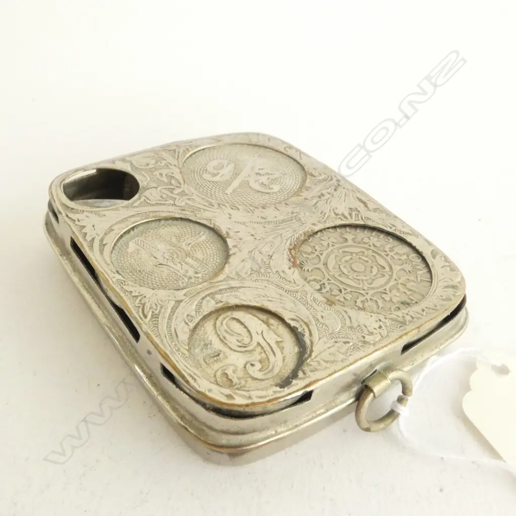 SILVER PLATE NICKEL COIN 'PURSE' / 'WALLET' - DAMAGE TO THE 3 PENCE Image 1++