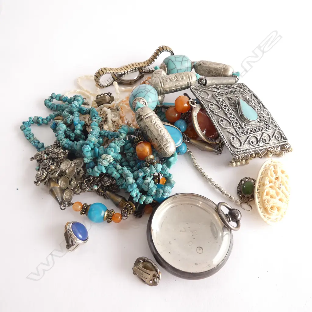 ASST. COSTUME JEWELLERY ETC + STG SILVER POCKETWATCH CASE Image 1++