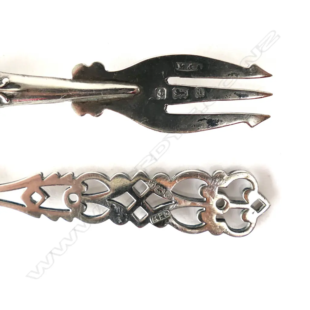 MOP S/SILVER FISH KNIFE & FORK, BIRMINGHAM 1900S Image 1++