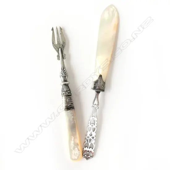 MOP S/SILVER FISH KNIFE & FORK, BIRMINGHAM 1900S