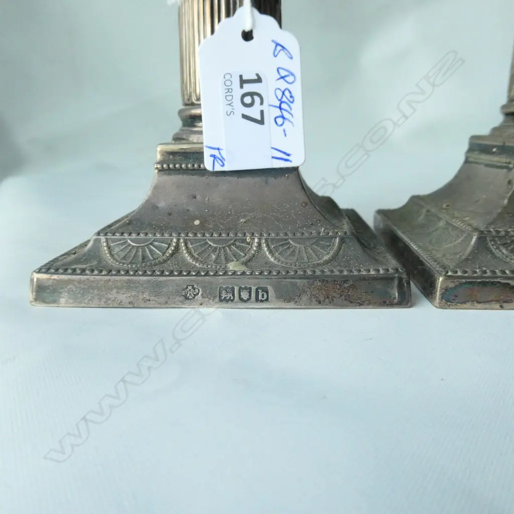 PR LATE VICT. SILVER COLOUMN CANDLESTICKS LONDON 1897 Image 1++