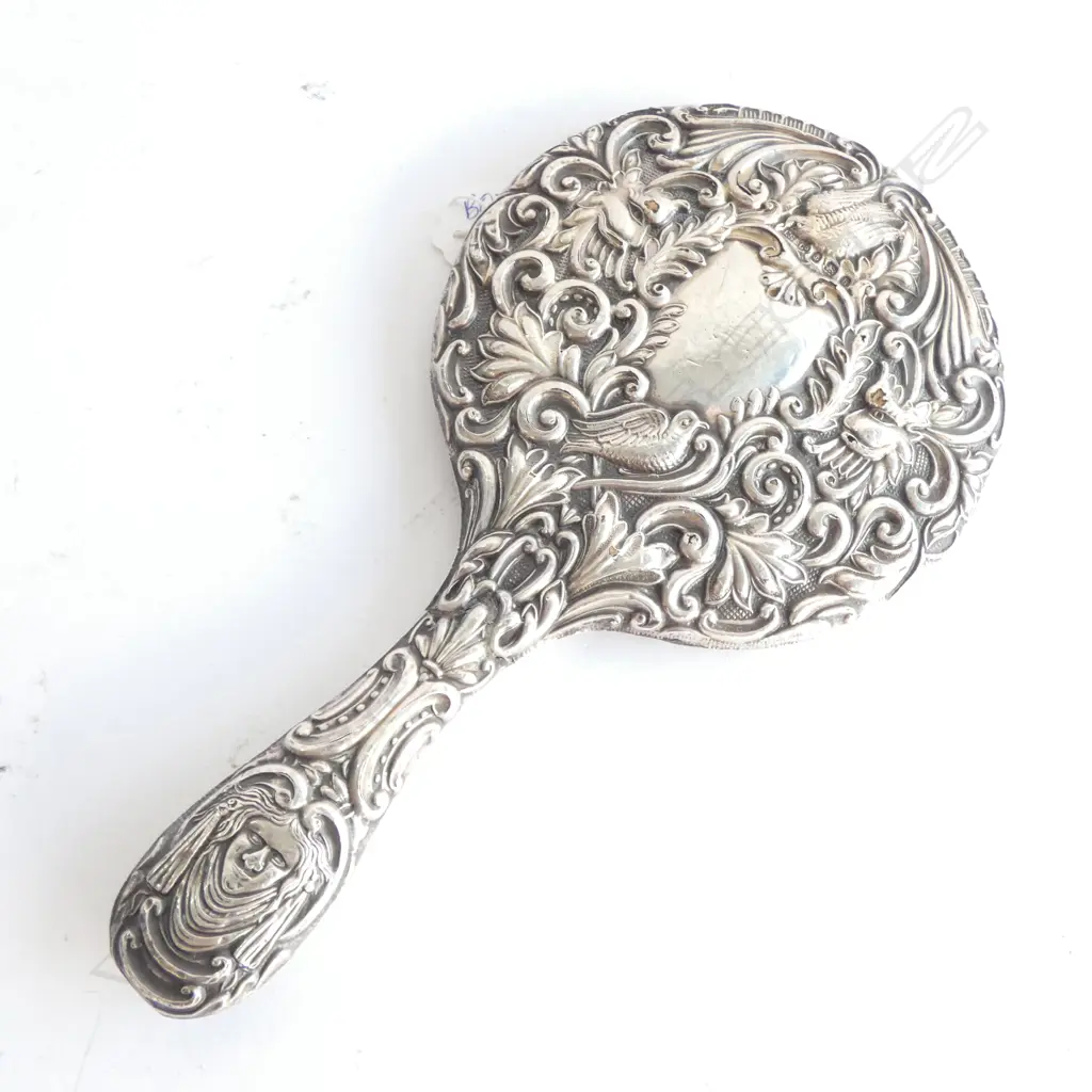STG SILVER HAND MIRROR B'HAM 1907  Image 1++