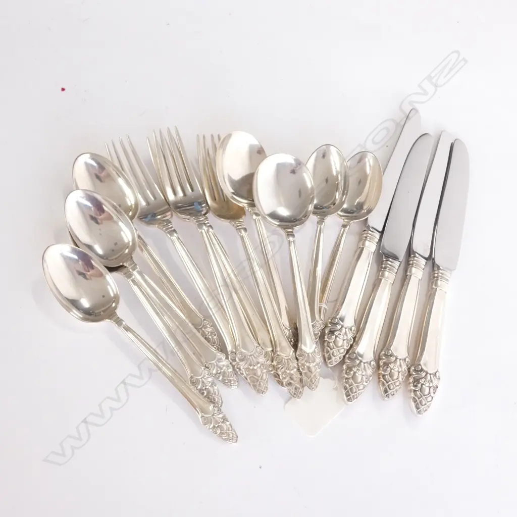16 PIECES GORHAM AMERICAN STERLING SILVER 'SOVEREIGN' PATTERN CUTLERY 555gm EXCLUDING KNIVES w STAINLESS BLADES Image 1++