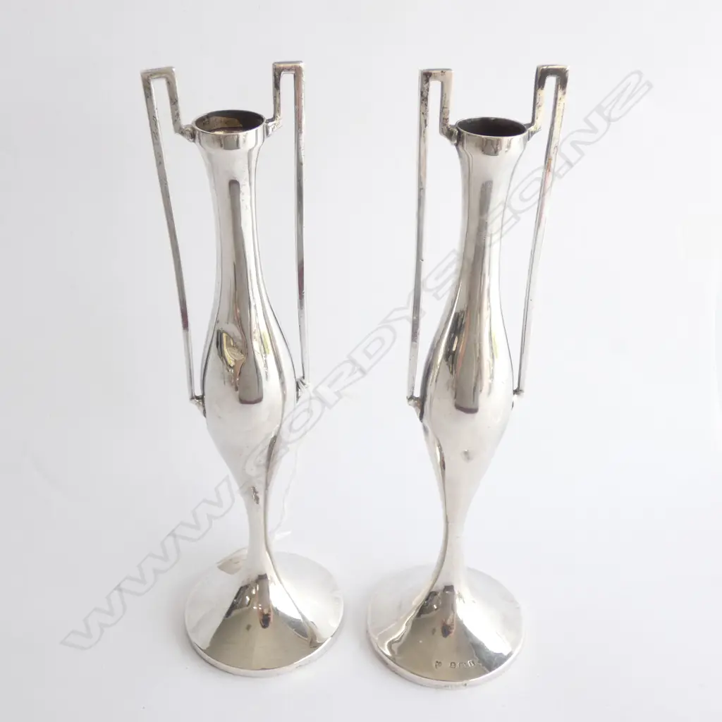 PR STG SILVER VASES H. 215MM B'HAM 1908 Image 1++