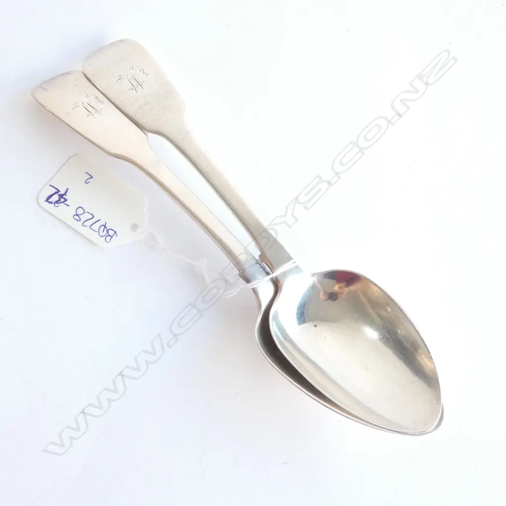 2 GEORGIAN SILVER DESSERT SPOONS LONDON 1839 Image 1++