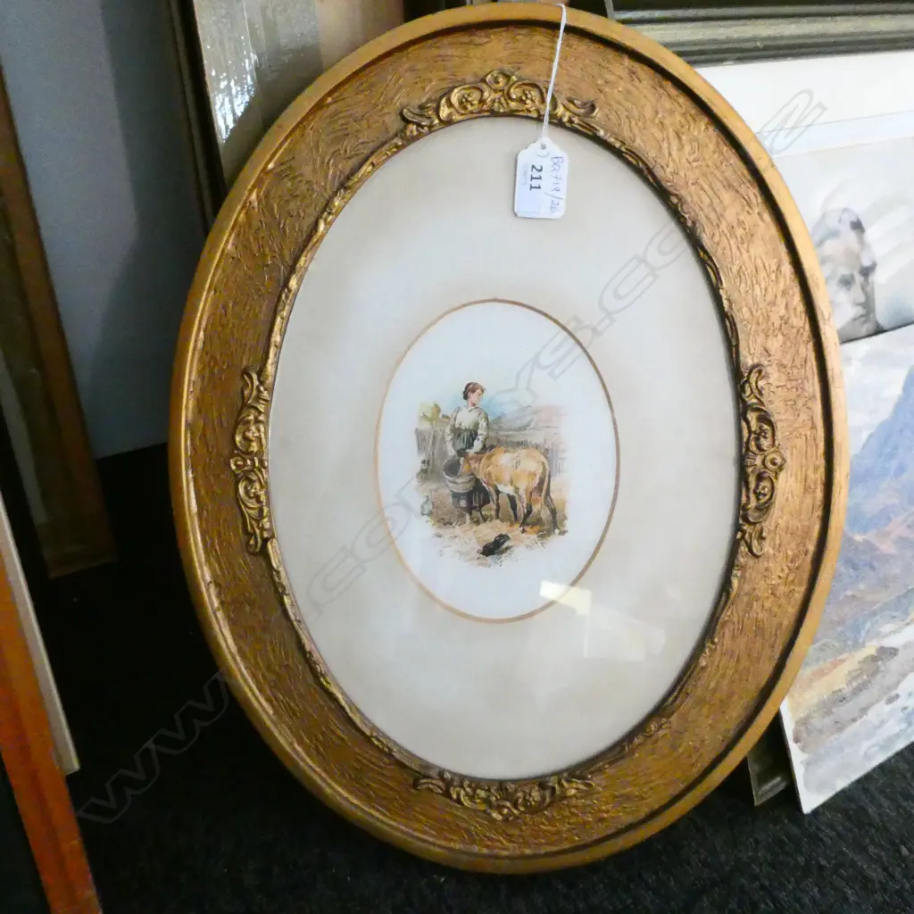 EARLY 20thC OVAL PICTURE 430 X 335MM Image 1++