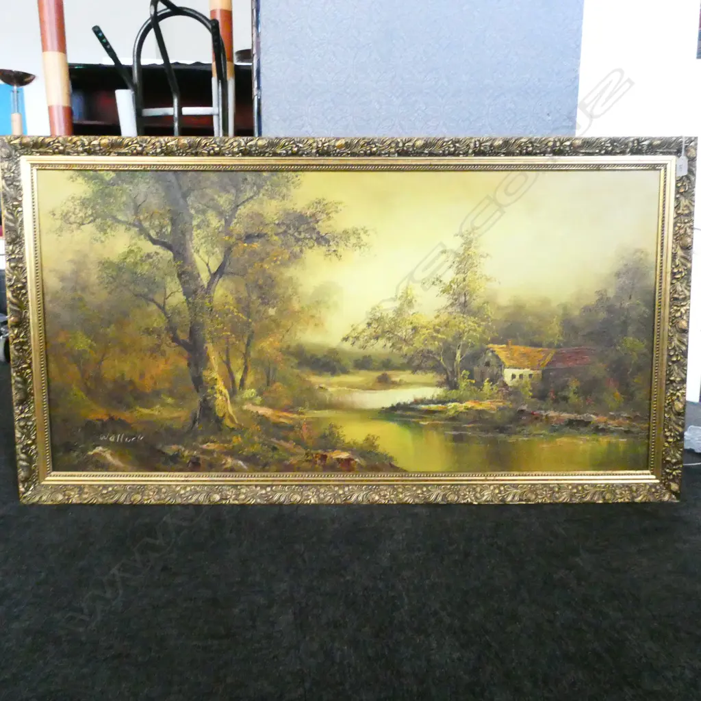 LARGE GILT FRAMED OIL SIGNED 590 X 1195MM Image 1++