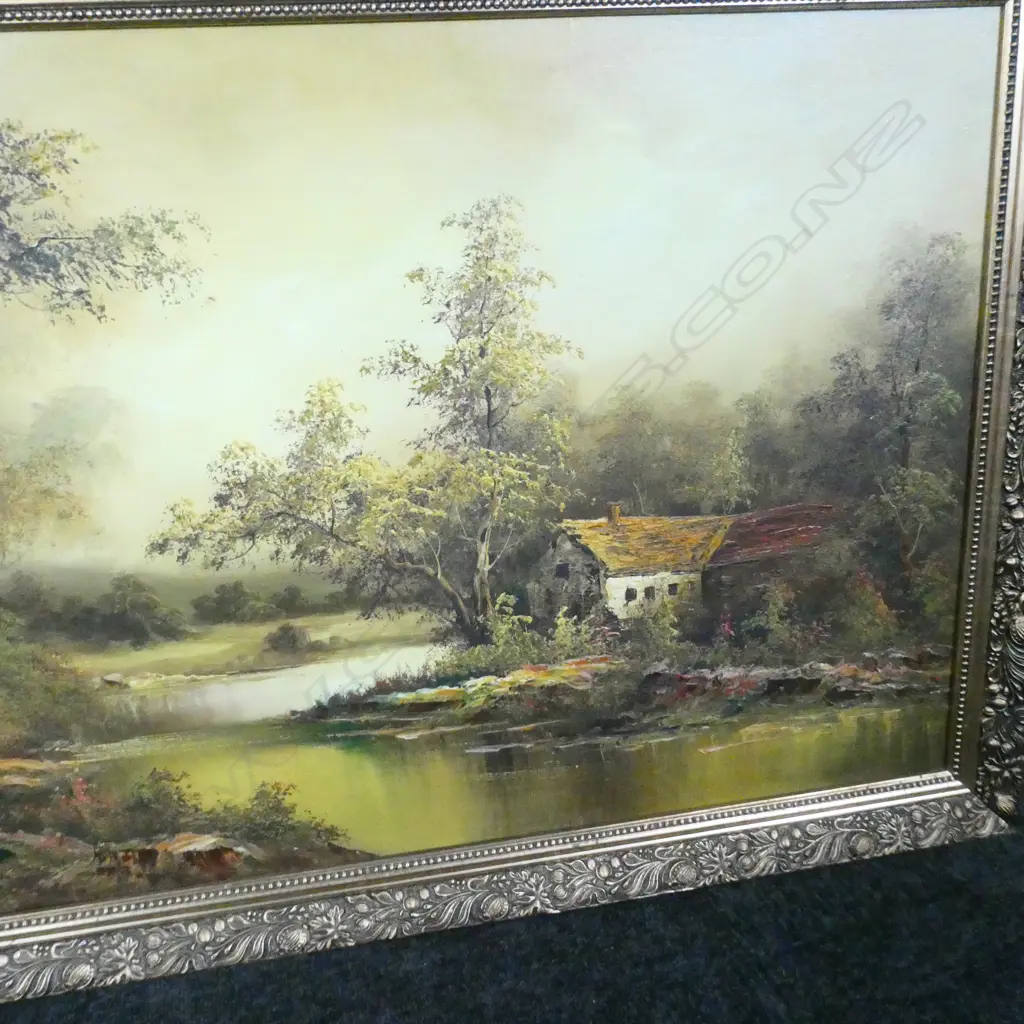 LARGE GILT FRAMED OIL SIGNED 590 X 1195MM Image 1++