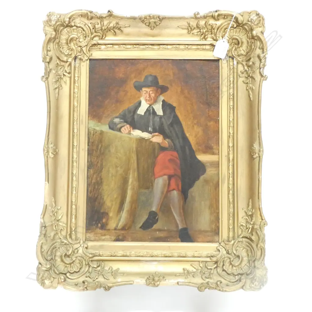 PORTRAIT OF A MAN READING, SIGNED INDISTINCTLY D. JONES, DATED OCT 1847, GILT FRAMED. OVERALL 525 X 420mm Image 1++