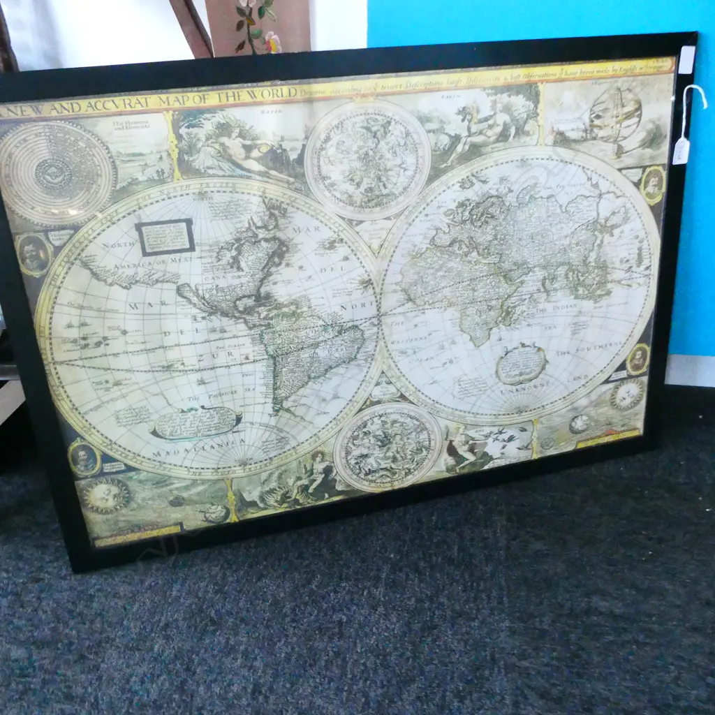 REPRINT 1626 MAP 2 HEMISPHERES  Image 1++