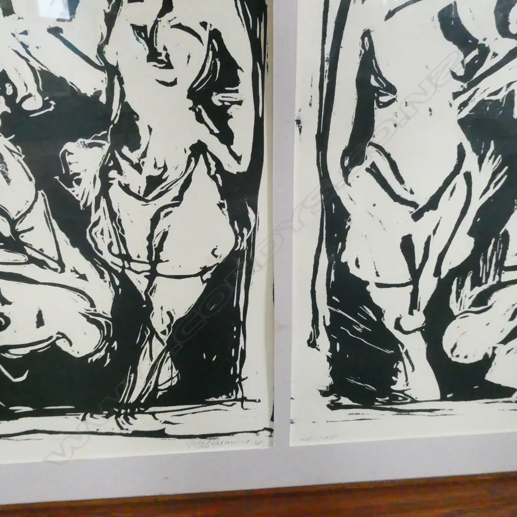 1991 SIGNED DIPTYCH A/P LINOCUT. 420 X 560mm Image 1++