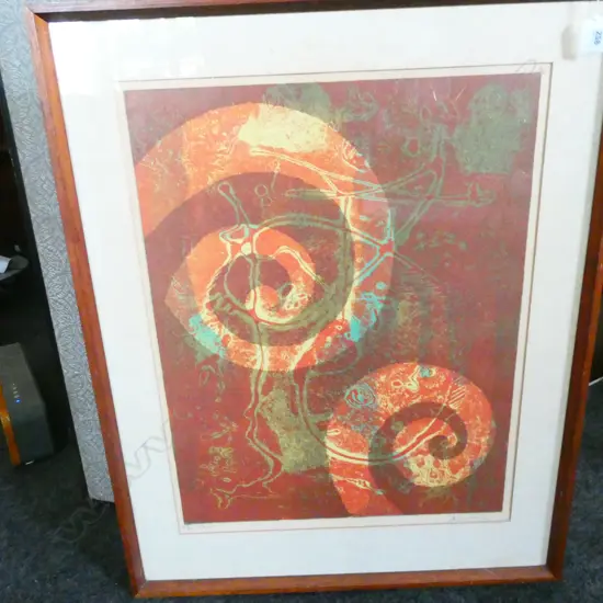 1960s NZ SIGNED 3 COLOUR SCREENPRINT, 'TANE', 4/50. 580 x 450mm