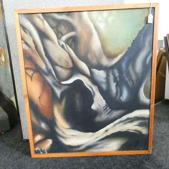 ABSTRACT ACRYLIC ON CANVAS, ARTIST UNKNOWN, (LINDA ATKINS?) 640 X 800mm