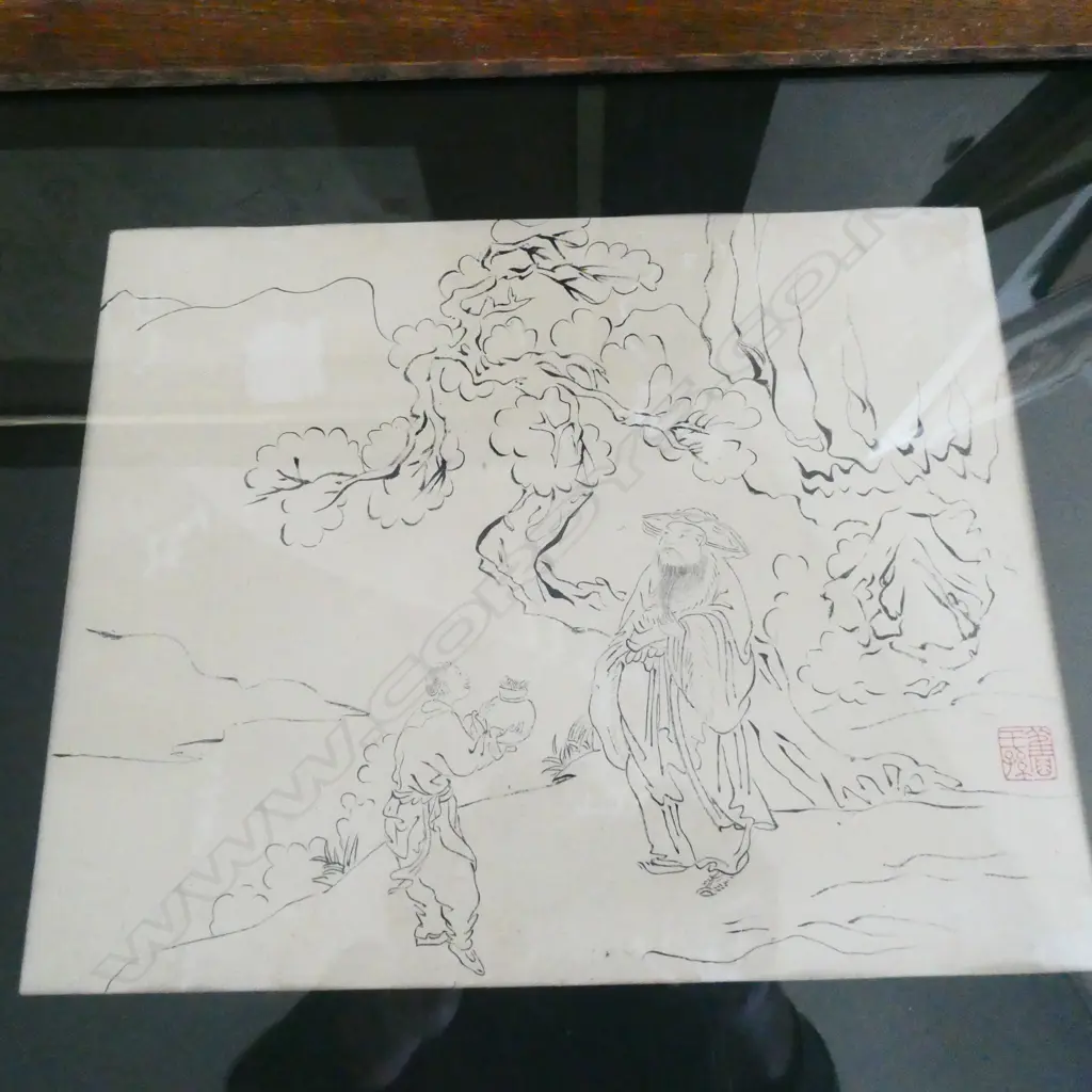ORIENTAL PRINT IN OAK FRAME + BIRD W/C 295 X 320MM + ASIAN PRINT Image 1++
