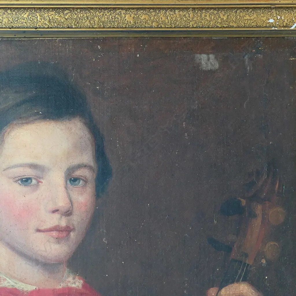 UNKNOWN ARTIST, VIOLINIST, OIL ON CARD Image 1++