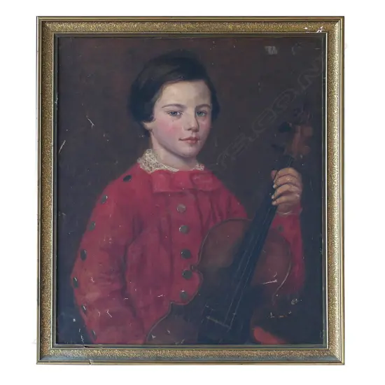 UNKNOWN ARTIST, VIOLINIST, OIL ON CARD