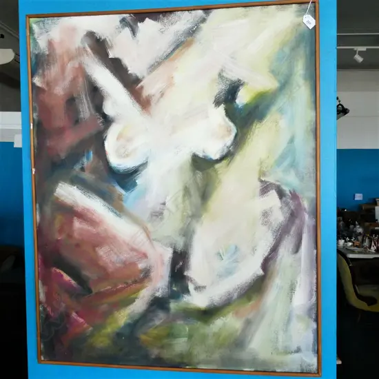 LAURENCE BERRY 'LOVER POISED' ABSTRACT OIL '90 975 X 775MM