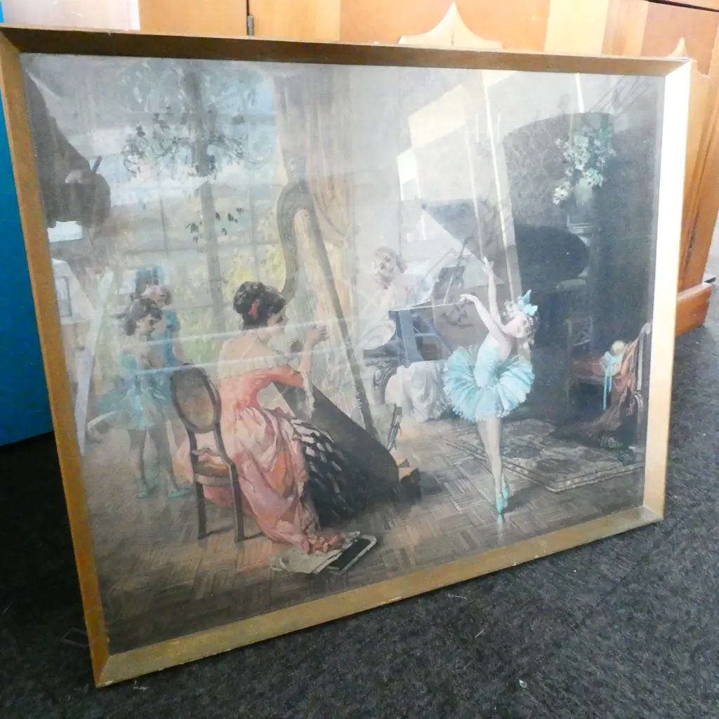 LAJOS LOUIS JAMBOR (1884-1955) PRINT, DANCING LESSONS 595 X 745MM Image 1++