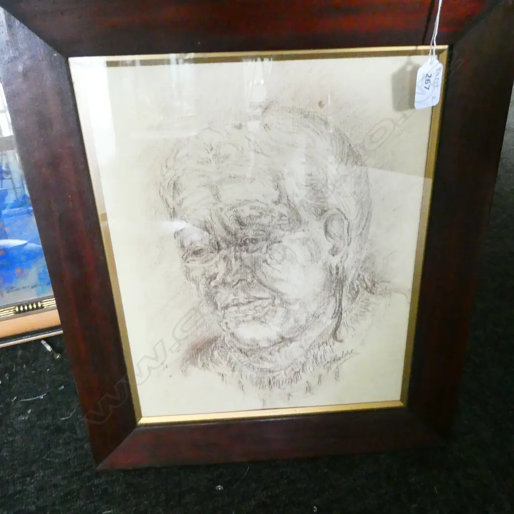 MID 20THC MAORI PORTRAIT RED CONTE DRAWING ON PAPER BEARS SIGNATURE C F GOLDIE. 34 X 27cm Image 1++