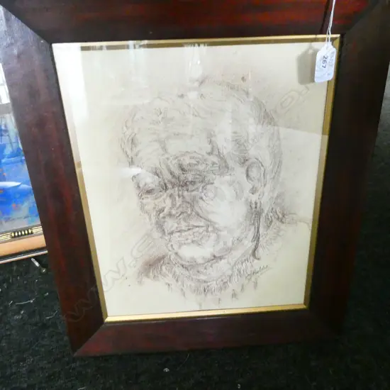 MID 20THC MAORI PORTRAIT RED CONTE DRAWING ON PAPER BEARS SIGNATURE C F GOLDIE. 34 X 27cm