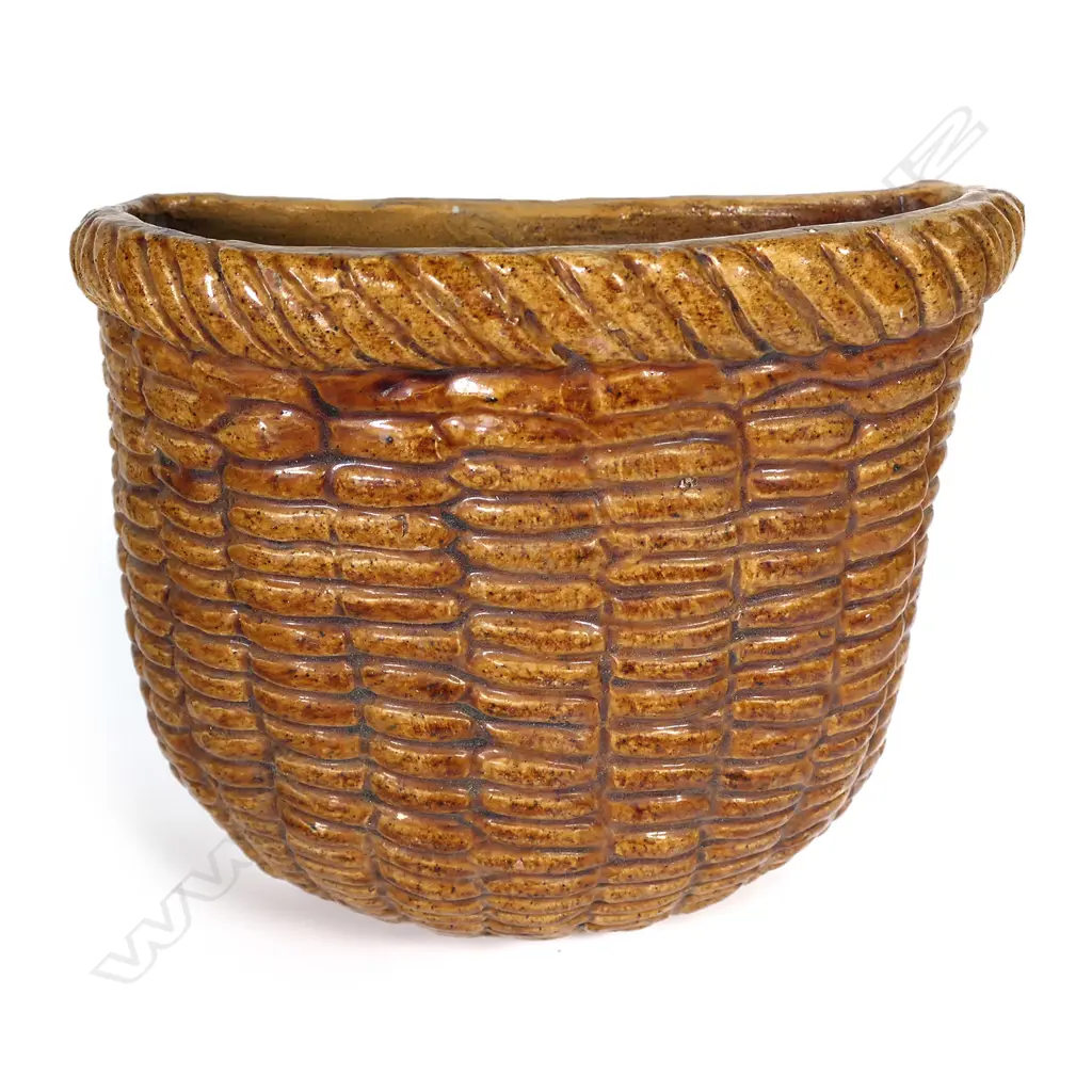 A vintage French glazed terracotta large wall basket, Image 1++