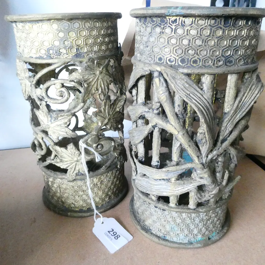 PR BRONZE ORIENTAL  OPEN CUT VASES - H. 180 DIA. 95MM Image 1++