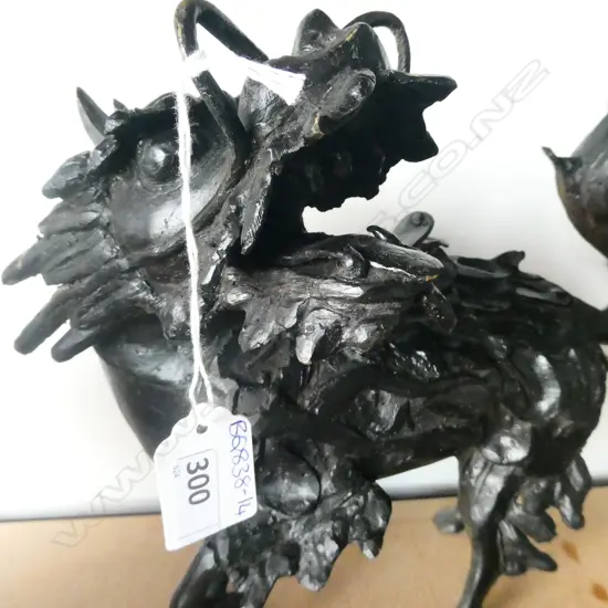 HEAVY BLACK PAINTED BRONZE ORIENTAL MYTHICAL DRAGON - L. 280MM H. 290MM
