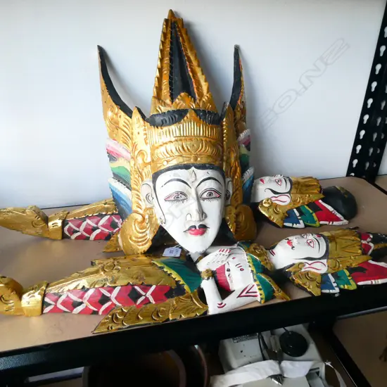 3 CARVED & PAINTED THAI MASKS