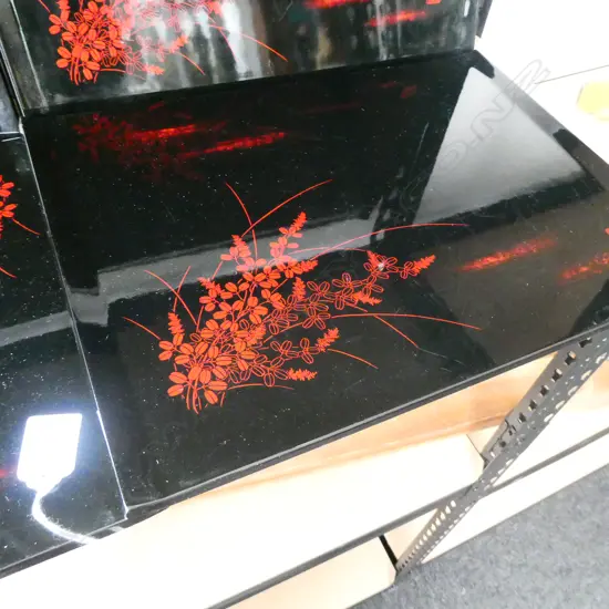 4 VINTAGE LACQUER TRAYS 380 X 280MM